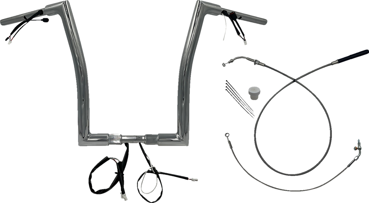 FBI Fat Baggers 1-1/2" EZ Flat Top Pre-Wired Handlebars for FLTR '23-'26 - Chrome / 16"