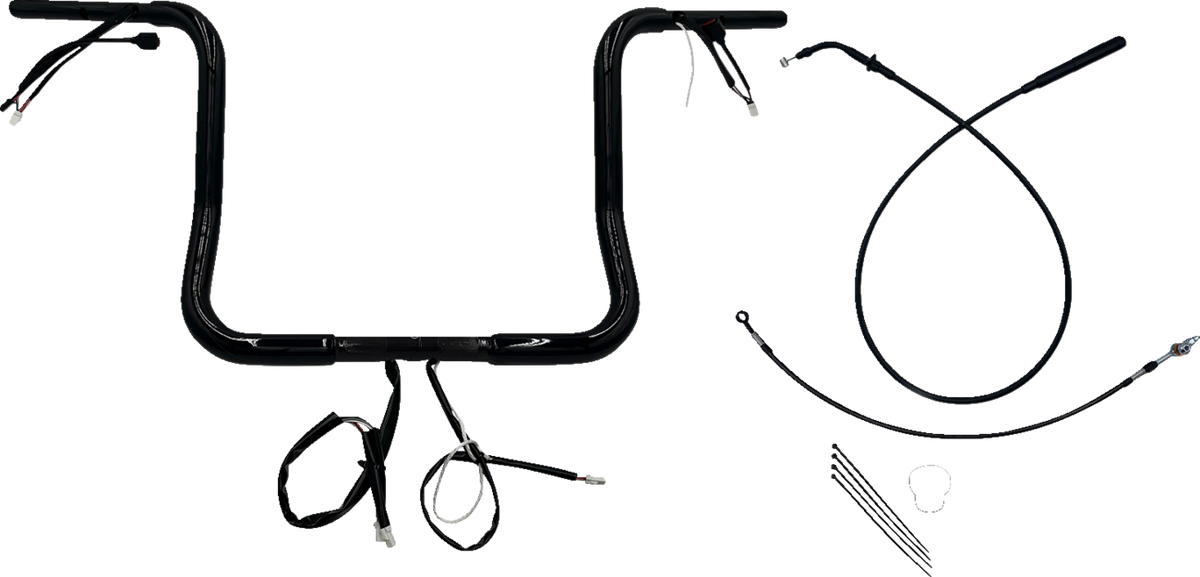 FBI 1-1/4" Round Top Pre-Wired Handlebars for 24-25 FLHX, 25 FLHXU, 23-25 FLHXSE - Black / 14"