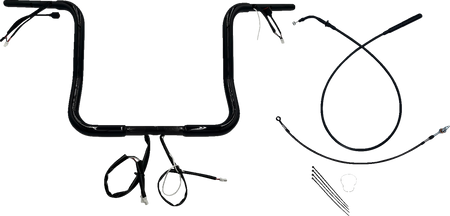 FBI 1-1/4" Round Top Pre-Wired Handlebars for 24-25 FLHX, 25 FLHXU, 23-25 FLHXSE - Black / 14"