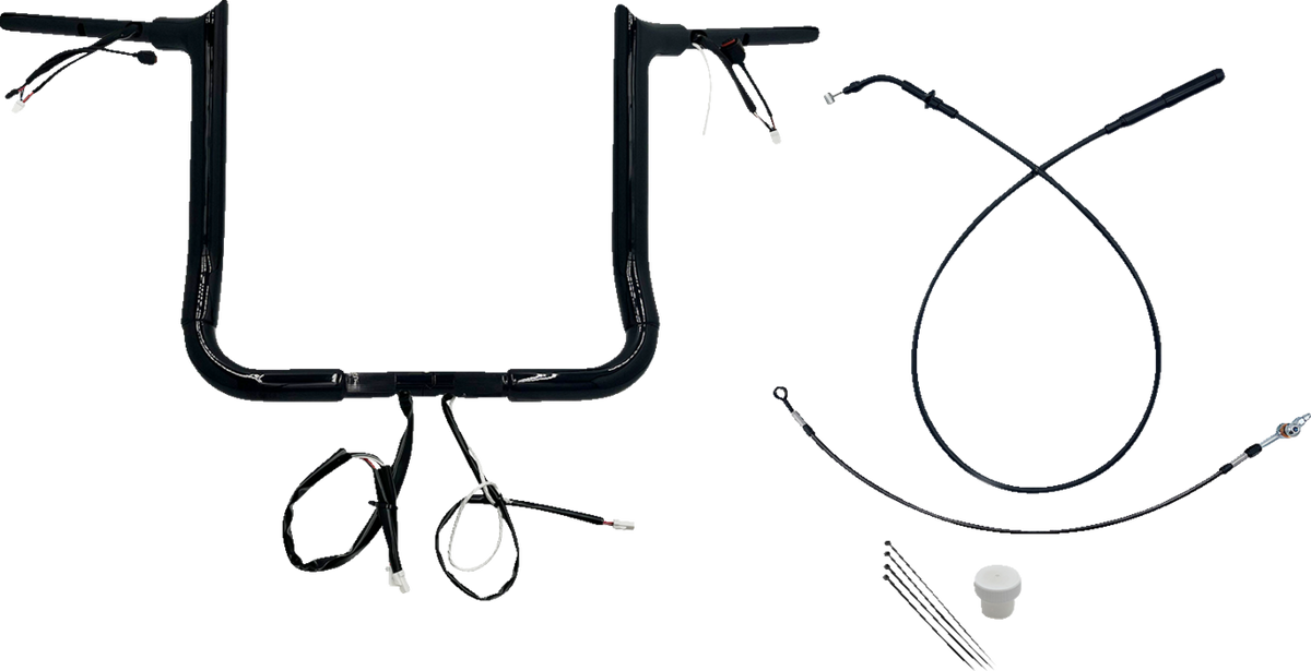 FBI Fat Baggers 1-1/2" EZ Pointed Top Pre-Wired Handlebars for FLH/X '23-'26 - Black / 14"