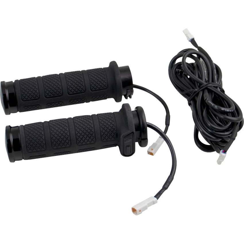 Koso North America AX2082L1-B Titan II Heated Grips - Cable - Black