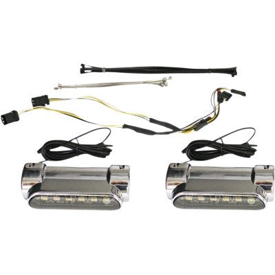 Custom Dynamics Chrome LED Amber White Engine Guard Lights 14-Up Harley FLH