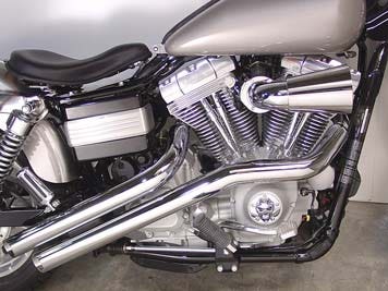 V-Twin Chrome Sweeper Drag Exhaust Pipe 2-1/4" for 91-16 Harley Dyna FXD