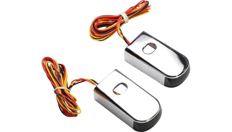 Alloy Art Chrome w/ Red LED Smoke Lens Fender Strut LED Marker Light Harley XL 04-