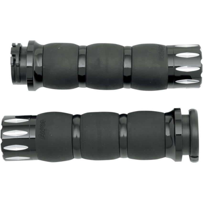 Avon Grips Velvet Air Black Rival Grips for Harley Cable Throttle 80-21