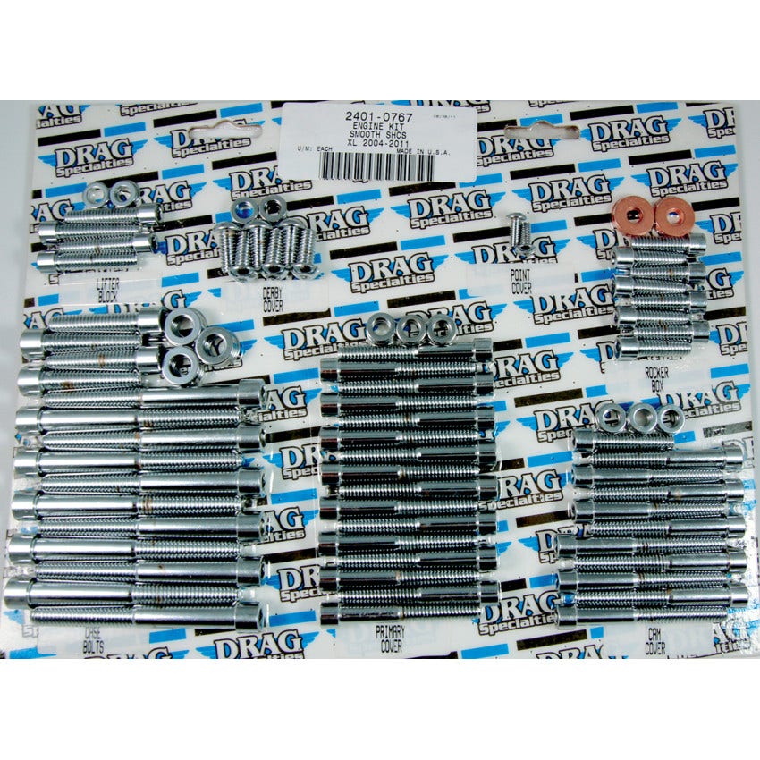 Drag Specialties Chrome Smooth Motor Bolt Kit 4 Harley XL Models