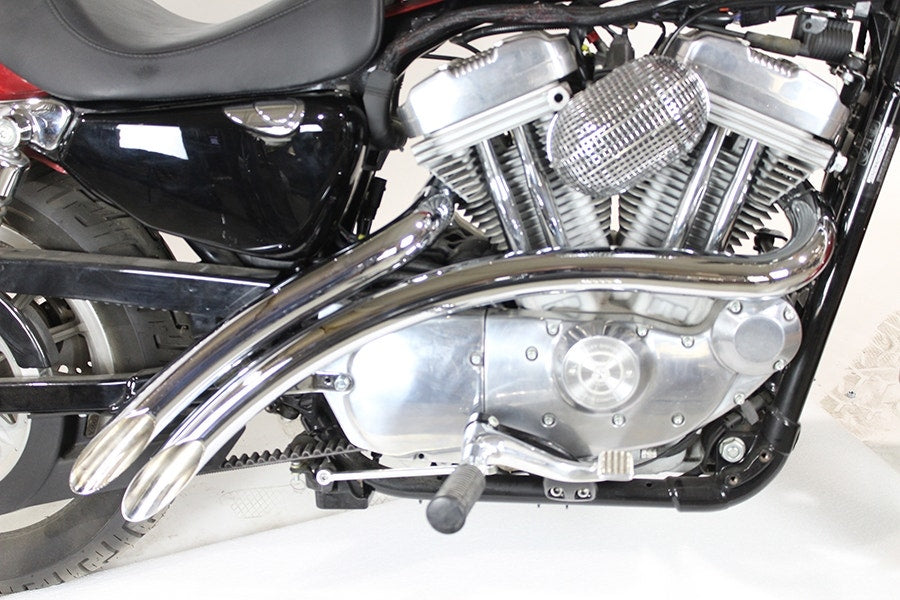 V-Twin 30-0004 Chrome 2 Into 2 Curved Radius Exhaust Header Set Harley XL 07-Up