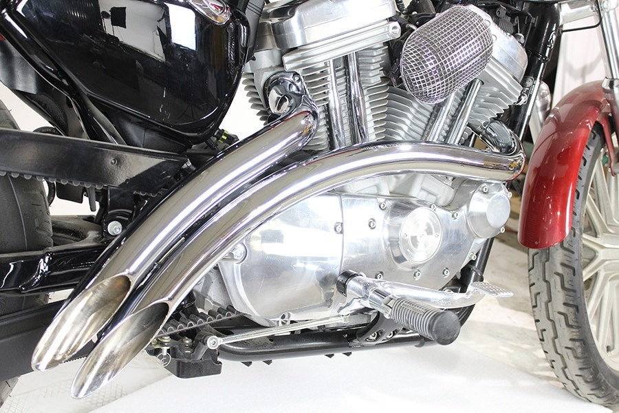 V-Twin 30-0004 Chrome 2 Into 2 Curved Radius Exhaust Header Set Harley XL 07-Up