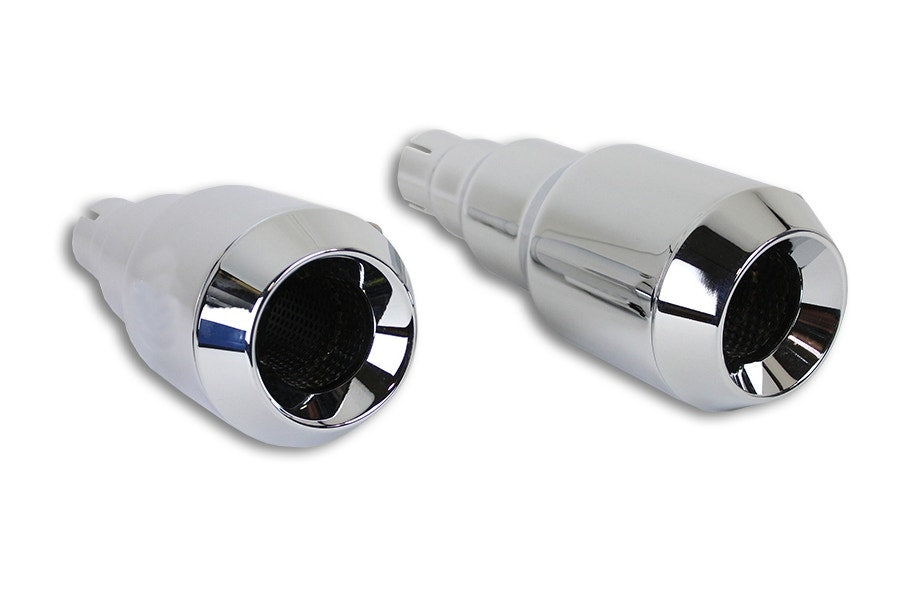 Chrome Grenade Slip-On Muffler Exhaust Set 1.75" Inlet Harley & Custom Chopper