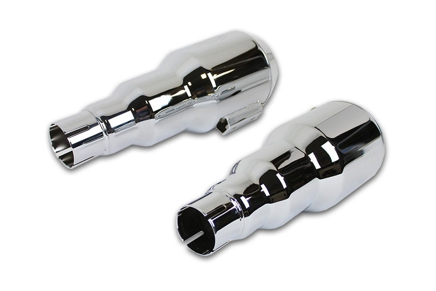 Chrome Grenade Slip-On Muffler Exhaust Set 1.75" Inlet Harley & Custom Chopper
