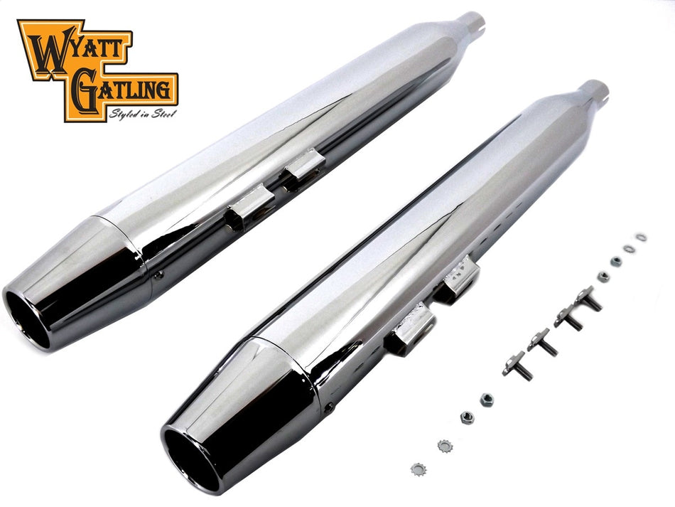 V-Twin 30-0639 Muffler Set with Black Long Tapered End Tips Harley FLT 95-16