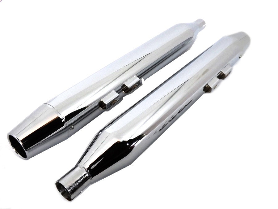 V-Twin 30-0639 Muffler Set with Black Long Tapered End Tips Harley FLT 95-16