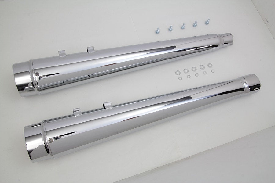 V-Twin 30-0939 Chrome Wyatt Gatling Megaphone Slip On Mufflers 17-25 Harley FLTR