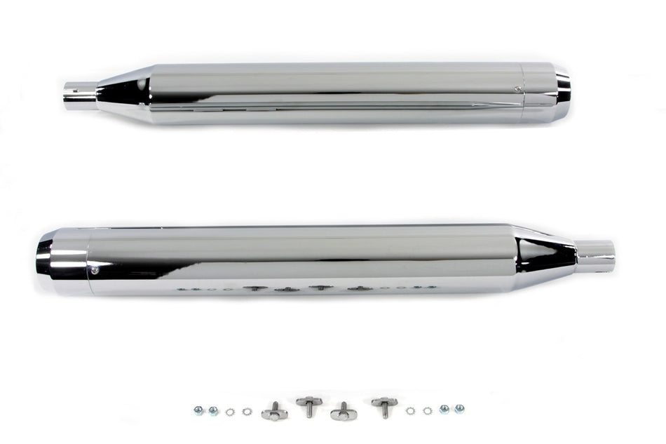 V-Twin 30-1413 Muffler Set with Chrome Long Tapered End Tips Harley FLT 95-16