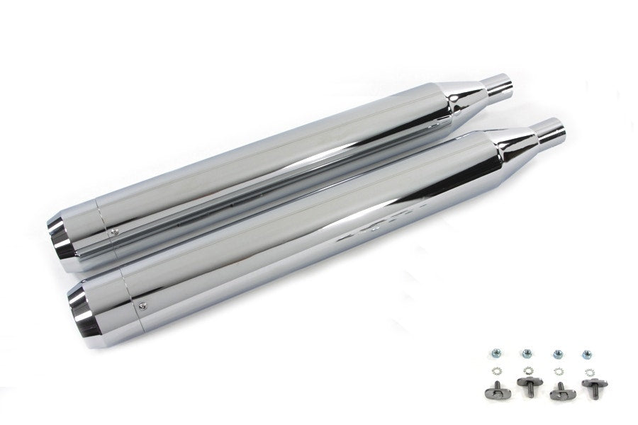 V-Twin 30-1413 Muffler Set with Chrome Long Tapered End Tips Harley FLT 95-16