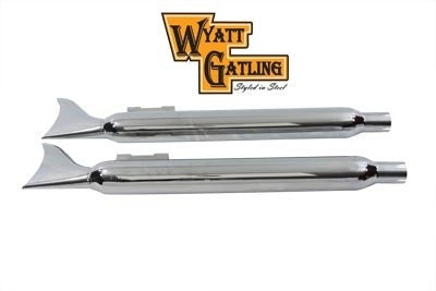 Wyatt Gatling Chrome Fishtail Slip-On Muffler Set fits Harley Touring FL 95-16