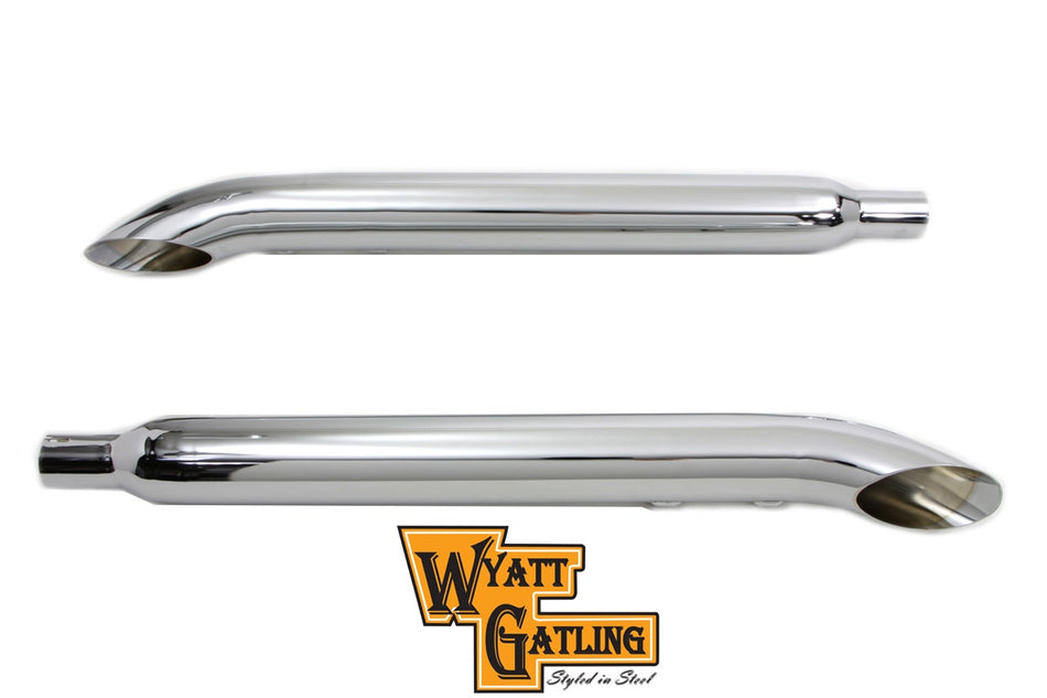 Wyatt Gatling 3" Chrome Slip-On Turn Out Mufflers Set Exhaust Harley Touring