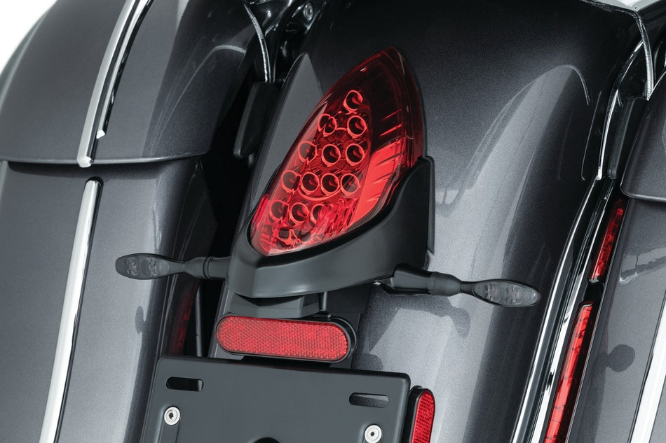 Kuryakyn 3129 Custom Rear Turn Signal & Plate Mount Black Indian Touring 14-20