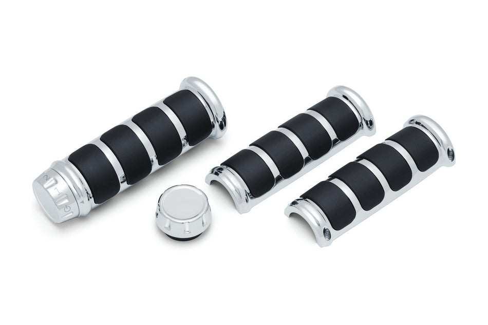 Kuryakyn 6780 ISO Handlebars Grips Chrome Harley w/ Heated Grips FLHT/R 08-20