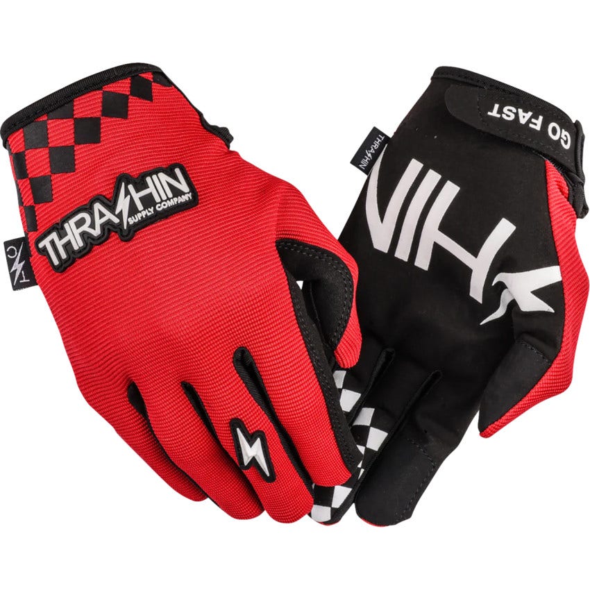 Thrashin Supply Co Go Fast Stealth Red Motorcycle Gloves