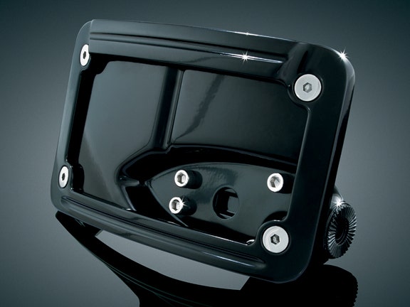 Kuryakyn 3125 Glossy Black Curved Horizontal Side Mount License Plate Frame