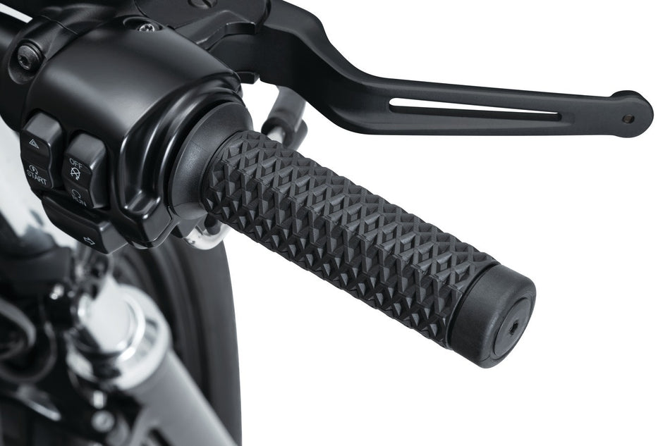 Kuryakyn 6592 Braaap! Grips Waffle Pattern 7/8" Black Old School Universal
