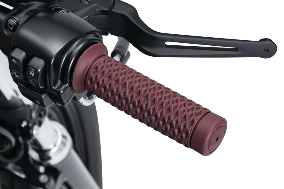 Kuryakyn 6595 Braaap! Grips Waffle Pattern 1" Red Old School Universal