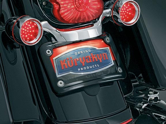 Kuryakyn 3149 Black Curved Tag License Plate Frame Harley 06-09 FLHX