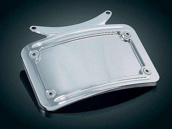 Kuryakyn 3162 Curved Chrome License Plate Frame Harley w/ KA Turn Signal Bar
