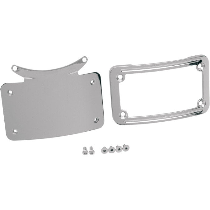 Kuryakyn 3162 Curved Chrome License Plate Frame Harley w/ KA Turn Signal Bar