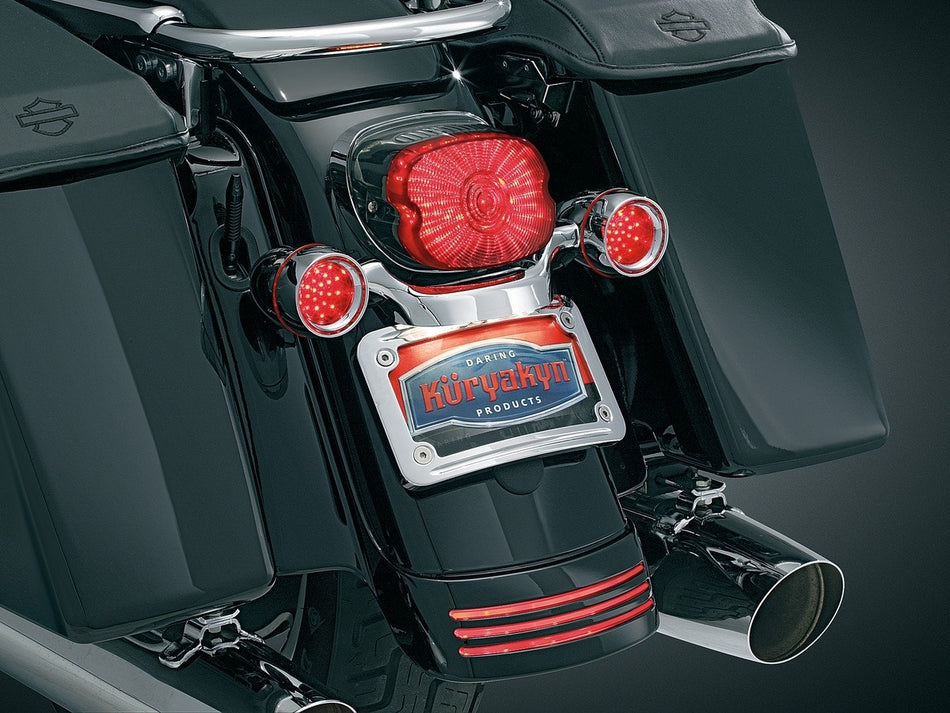 Kuryakyn 3163 Chrome Curved License Plate Mount Harley FLHX & FLHRSE