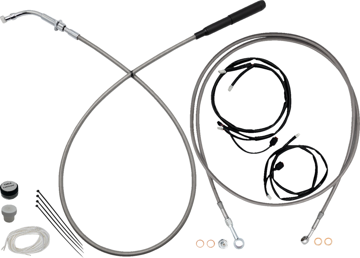 FBI EZ Install Upper Clutch Kit - Full Length for 2015-2026 H-D Touring - FLH/X '23-'26 / Braided Stainless Steel/Chrome / 16"