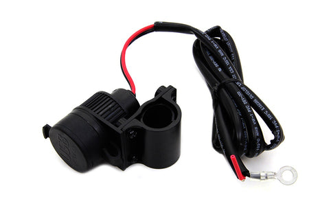 V-Twin Black USB Cellphone MP3 Plug Charger w/ Clamp for All Motorcycle Models