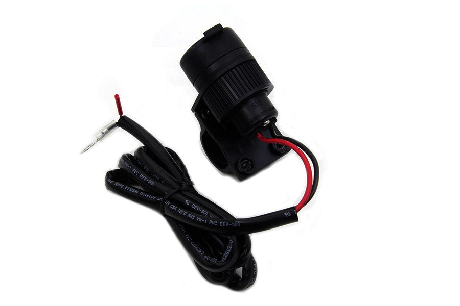 V-Twin Black USB Cellphone MP3 Plug Charger w/ Clamp for All Motorcycle Models
