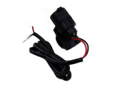 V-Twin Black USB Cellphone MP3 Plug Charger w/ Clamp for All Motorcycle Models