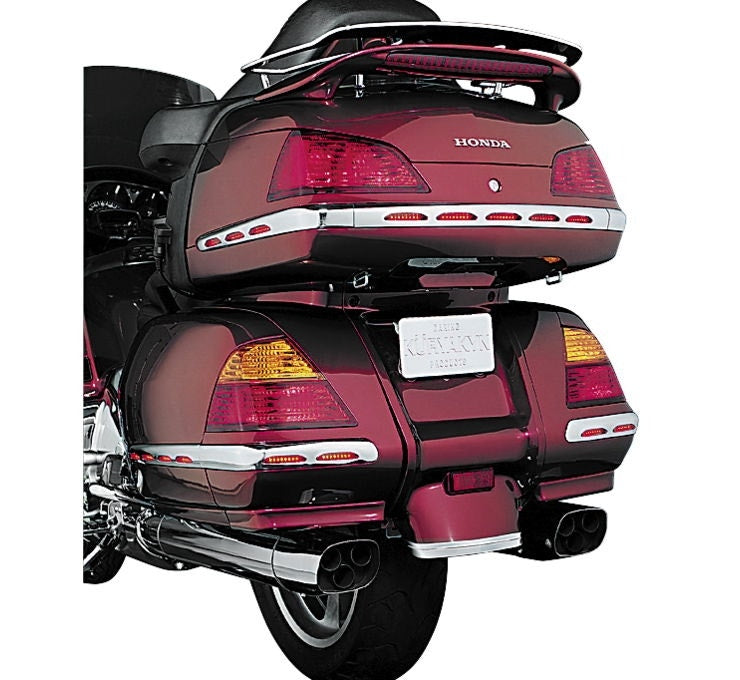 Kuryakyn 3201 Chrome Red LED Trunk Molding Trim Set 01-10 Honda GL1800 Gold Wing