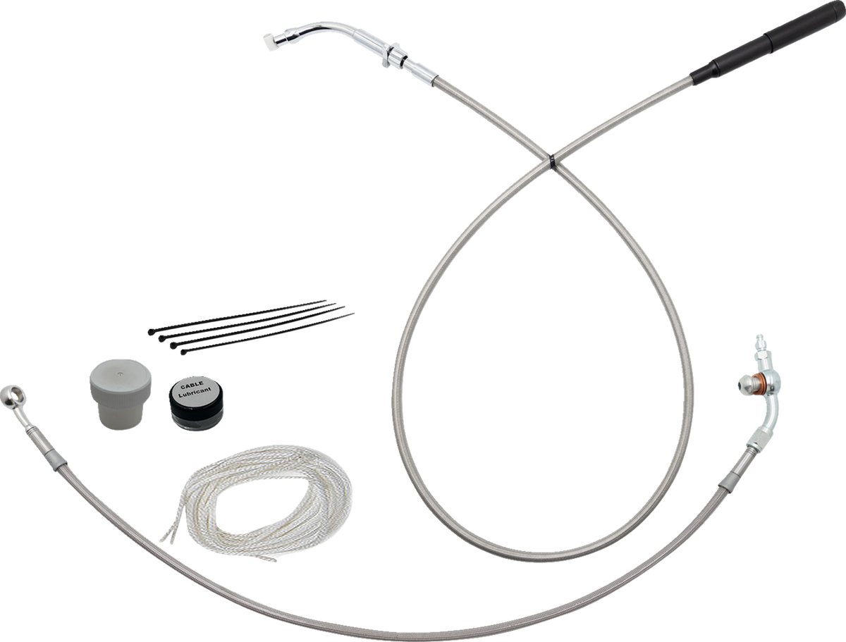 FBI EZ Install Upper Clutch Kit - Quick Connect for 2021-2026 H-D Touring - FLTR '23-'26 / Braided Stainless Steel/Chrome / 14"