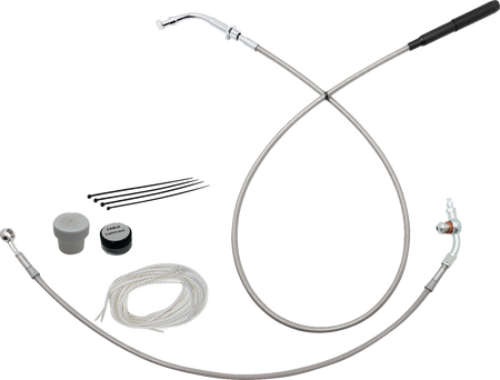 FBI EZ Install Upper Clutch Kit - Quick Connect for 2021-2026 H-D Touring - FLTR '23-'26 / Braided Stainless Steel/Chrome / 14"
