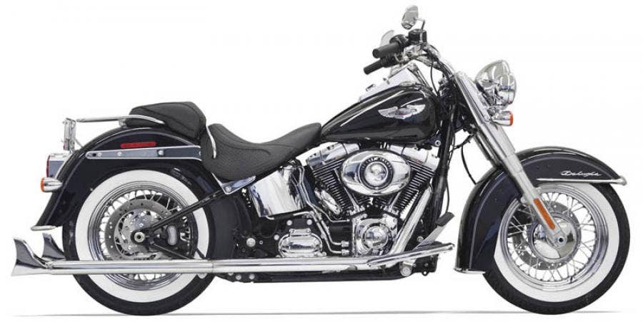 Bassani Chrome 33" True Duals Fishtail Mufflers No Baffles Harley Softail 07-17