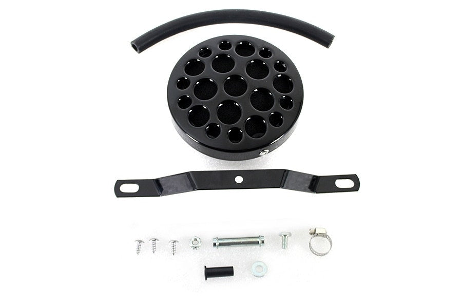 V-Twin 34-0010 Wyatt Gatling Black Drilled Air Cleaner Harley Shovelhead 72-84