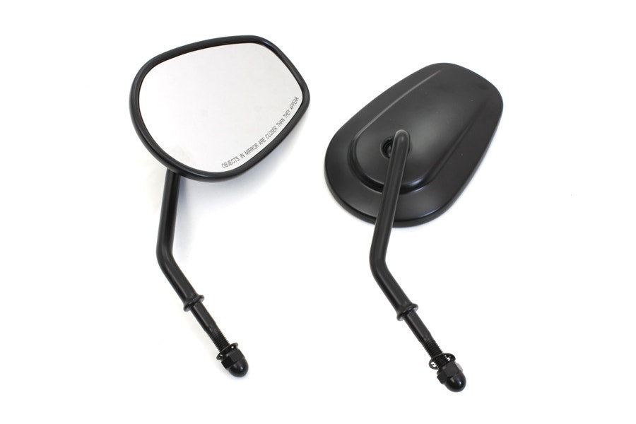 V-Twin 34-0413 Black Taper Convex Mirrors Pair Set Harley Universal Fit