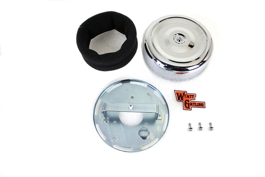 V-Twin 34-0429 Chrome 7" Round Air Cleaner Filter Kit 08-Up Harley FLH Twin Cam