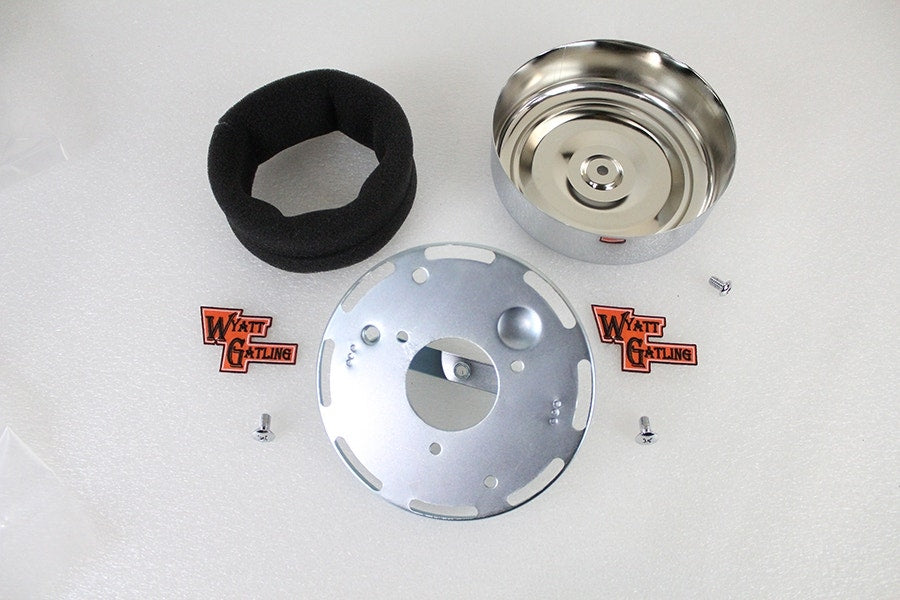 V-Twin 34-0429 Chrome 7" Round Air Cleaner Filter Kit 08-Up Harley FLH Twin Cam