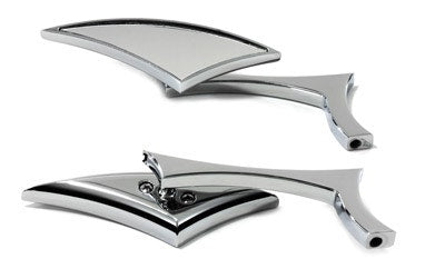 V-Twin 34-0858 Odins Curved Chrome Low Profile Mirrors Set Harley or Metric