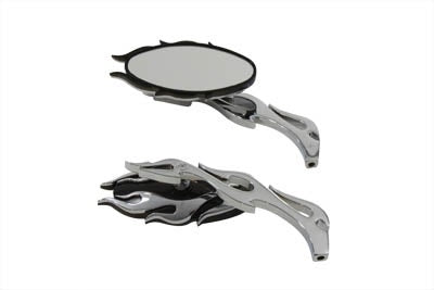V-Twin 34-1590 Fireball Mirror Set Billet Chrome Pair Harley Metric 65-Up