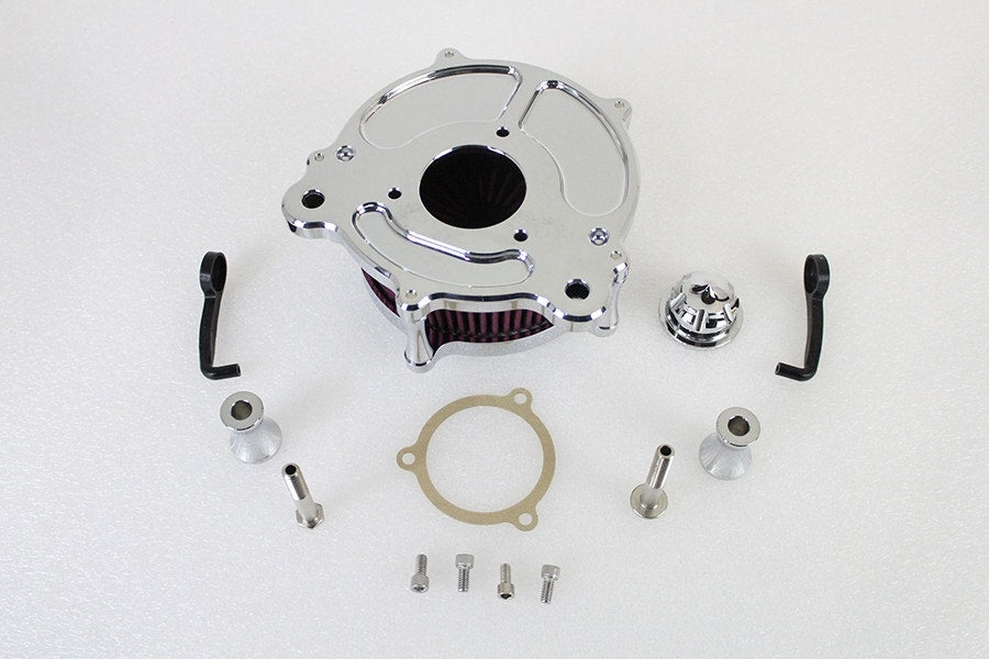 V-Twin 34-1712 Chrome Exposed Air Filter Cleaner Kit 93-17 Harley Softail Dyna