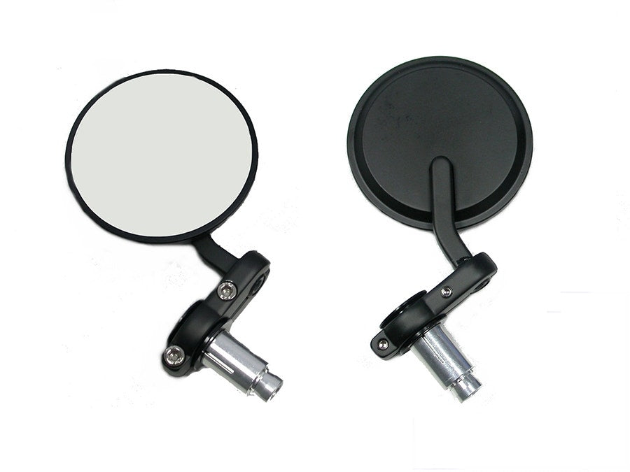 Cafe Style Mirror Set Pair Black for 1" Bars Harley-Davidson & Custom Motorcycle