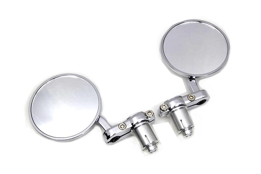 Cafe Style Mirror Set Pair Chrome for 7/8" Bars Harley-Davidson & Custom Moto