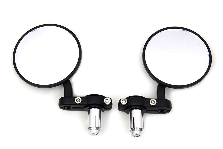 Cafe Style Mirror Set Pair Black for 7/8" Bars Harley-Davidson & Custom Moto