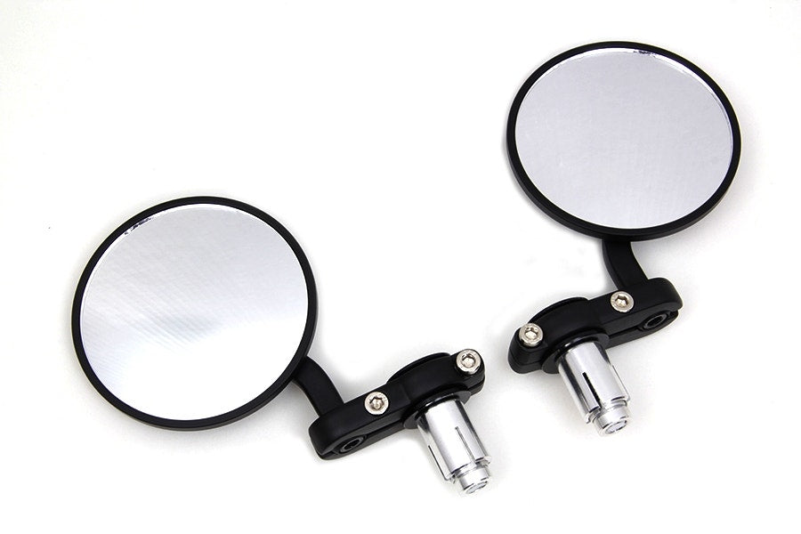 Cafe Style Mirror Set Pair Black for 7/8" Bars Harley-Davidson & Custom Moto